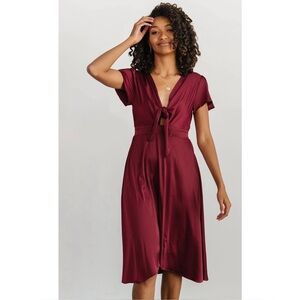 NWT Baltic Born Poppy Satin Midi Dress Color Wine Size M